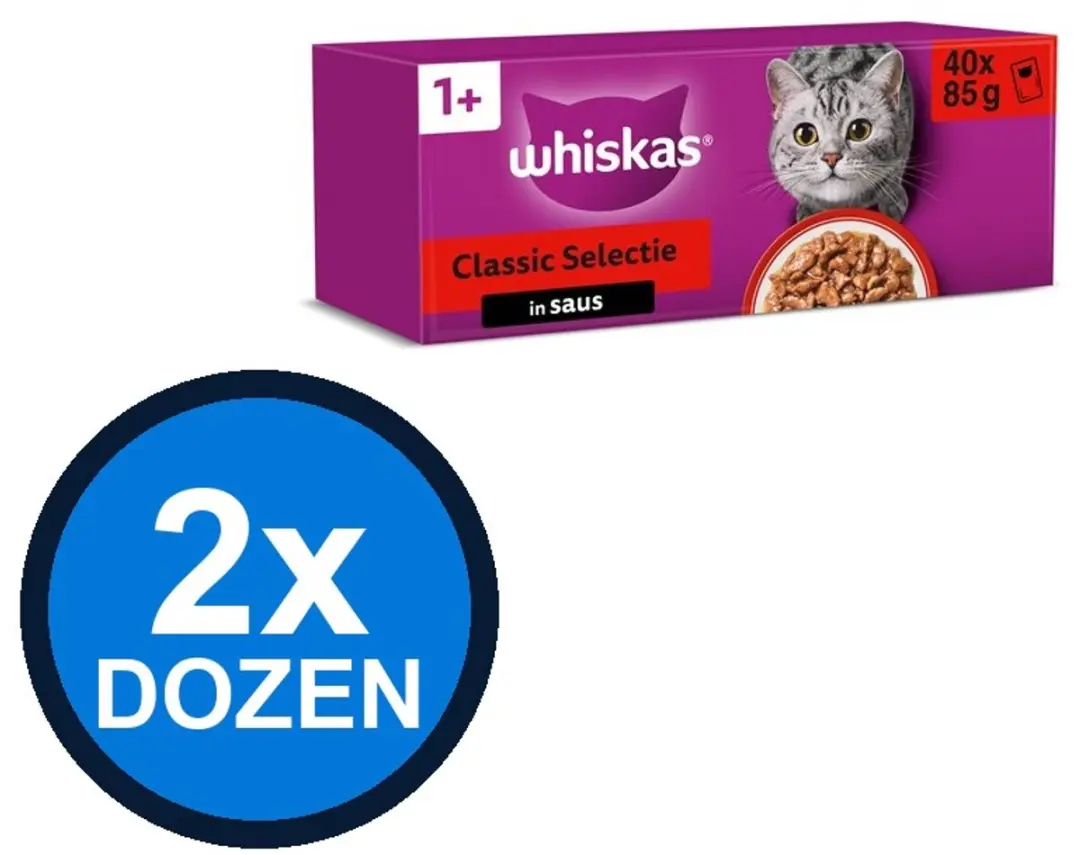Whiskas 1+ Pouch Adult Saus Classic Selectie