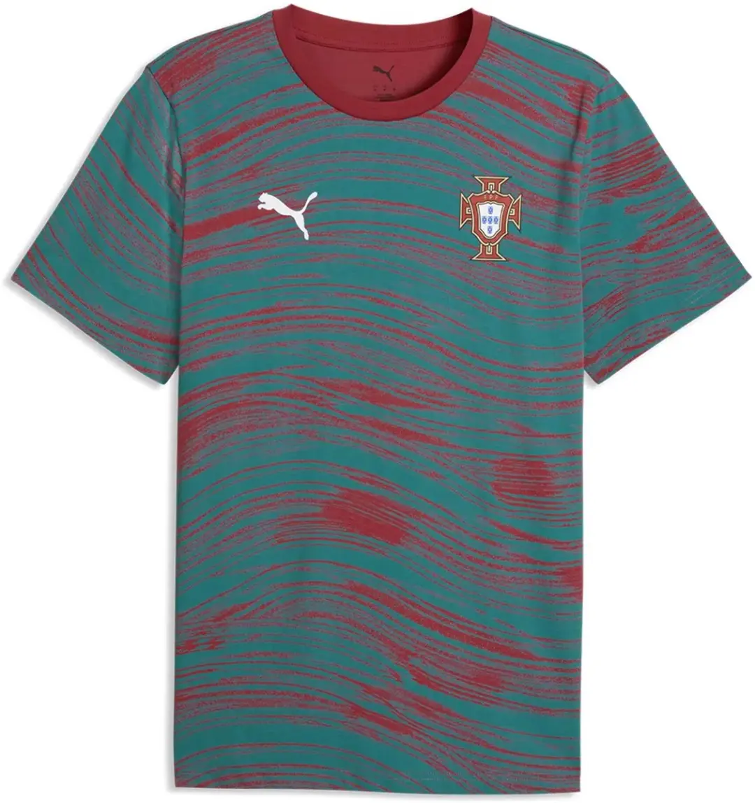PUMA Portugal Ftblculture AOP T-shirt - M - Club Red/Green Lagoon