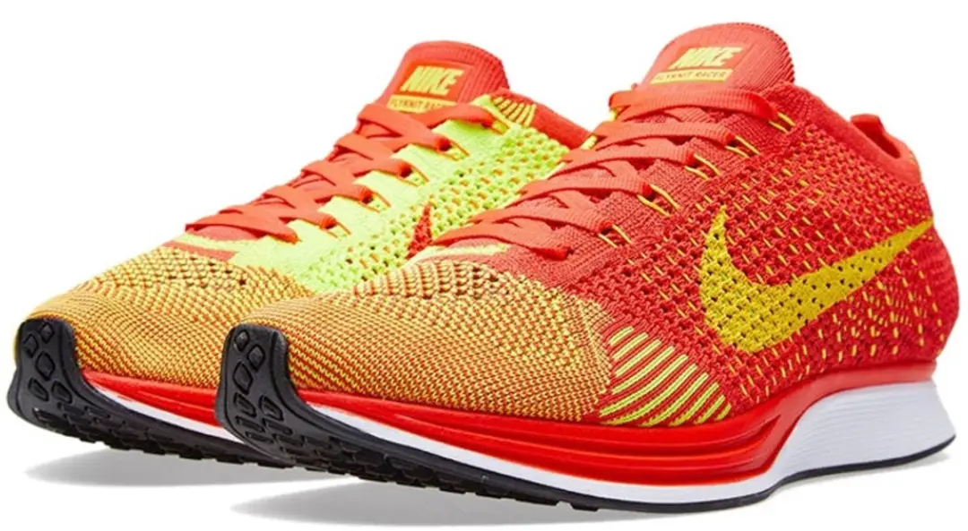 Nike Flyknit Racer Hardloopschoenen 39 - Bright Crimson/Volt