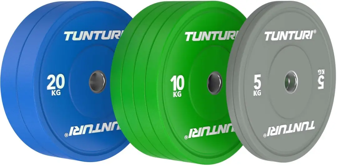Tunturi Platinum Bumperplates Set 90kg - 450mm - 3-kleur