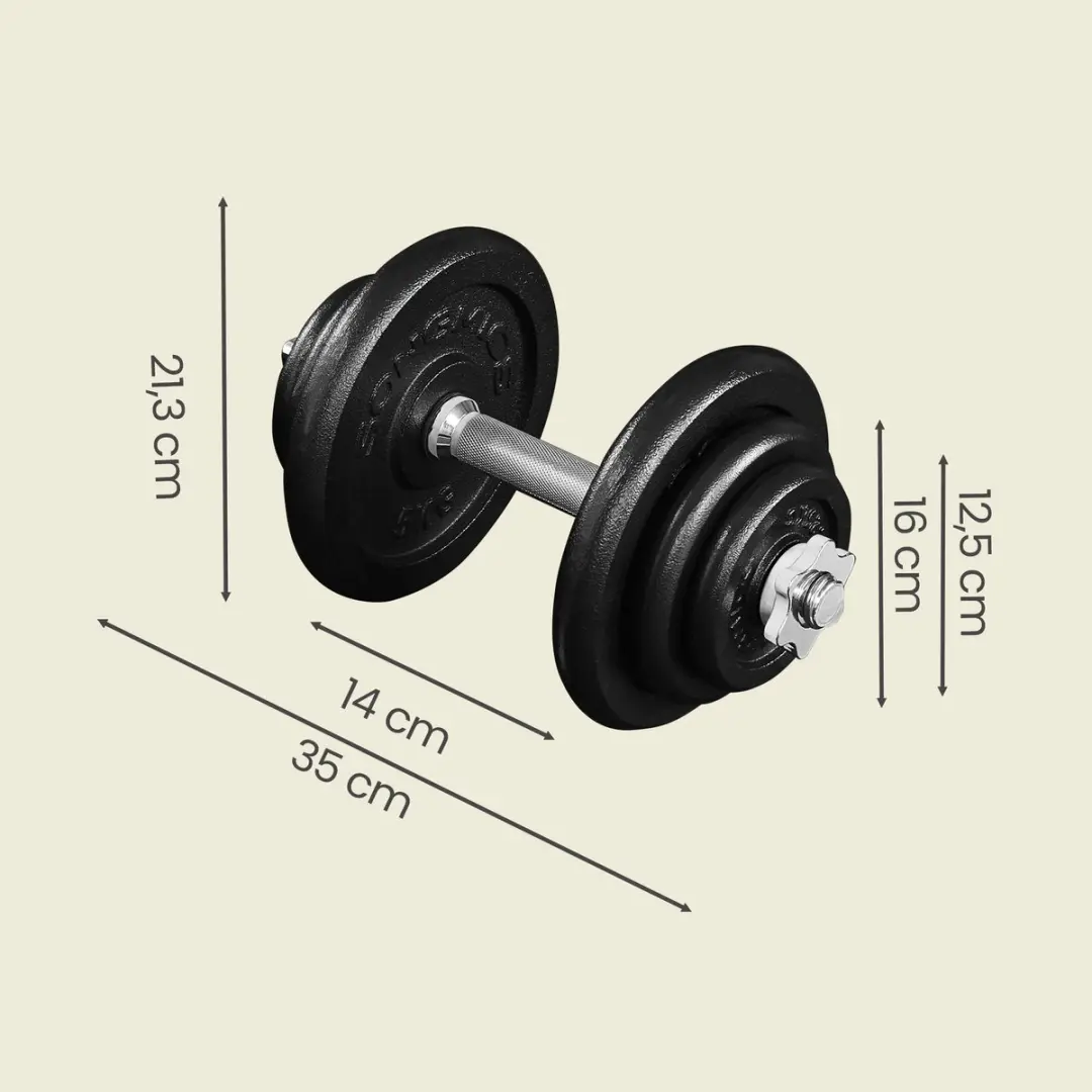 Songmics Verstelbare Gietijzeren Halterset 2x20kg - Zwart