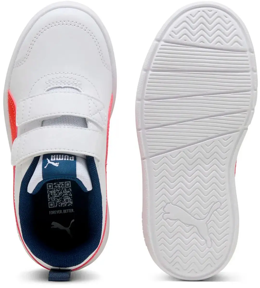 PUMA Courtflex V3 V Ps Schoenen - Wit/Fierce Red/Persian Blue EU 35
