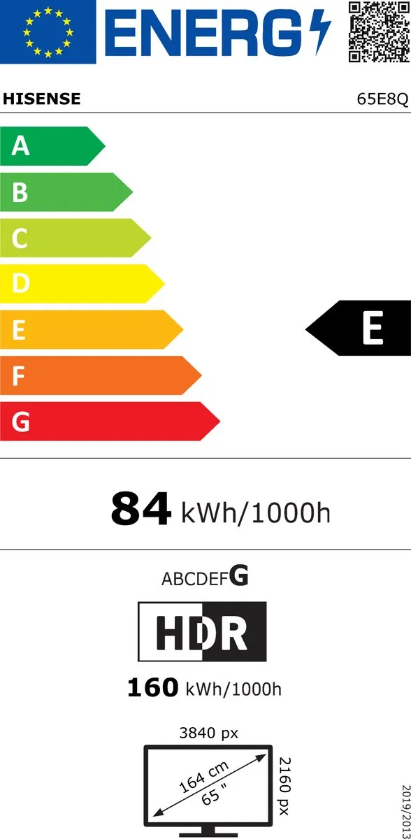 Hisense 65E8Q 65 inch TV - 20W - DTS/Dolby