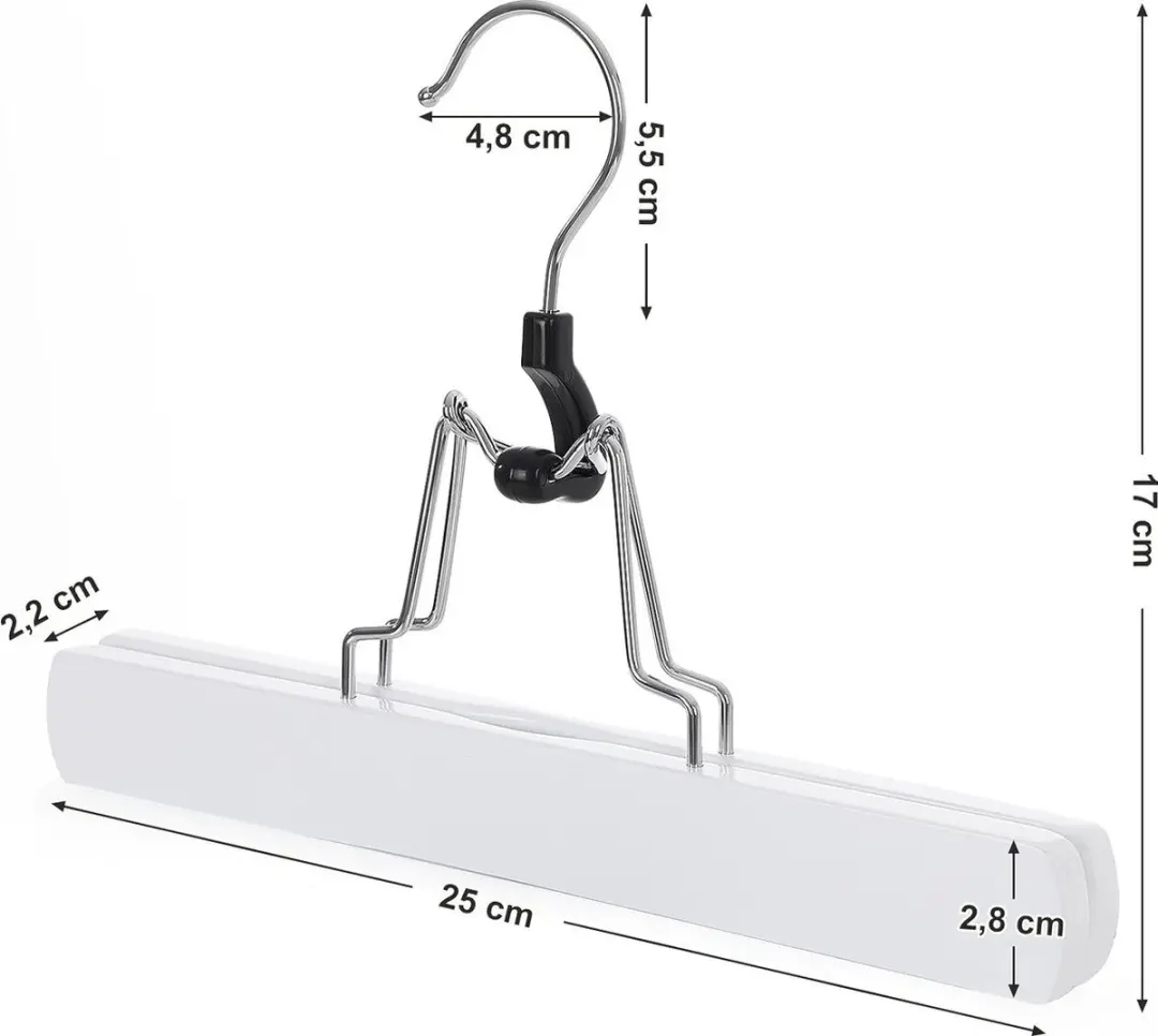 Songmics Trouser Hangers 12 Stuks - Schimahout - 360° Draaibaar - afbeelding 3 van 3