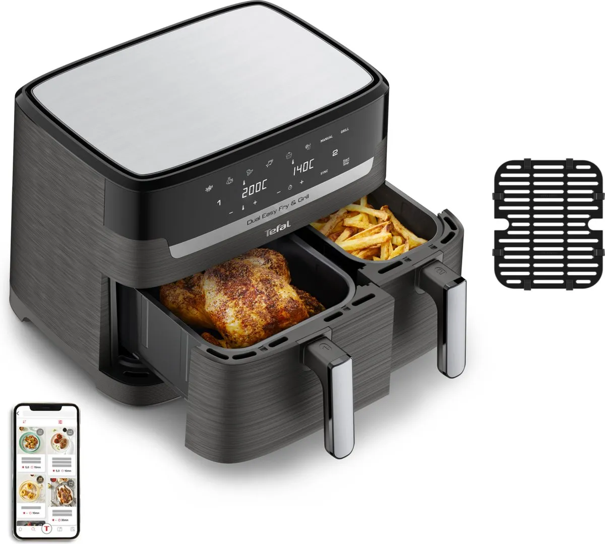 Tefal Easy Fry Dual XXL & Grill EY905B - 8.3L - 2700W