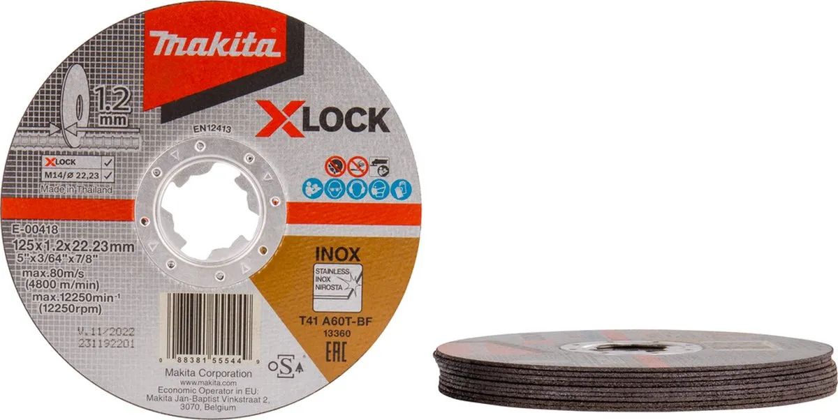 Makita X-Lock Doorslijpschijf RVS 125mm - Metaal - E-00418