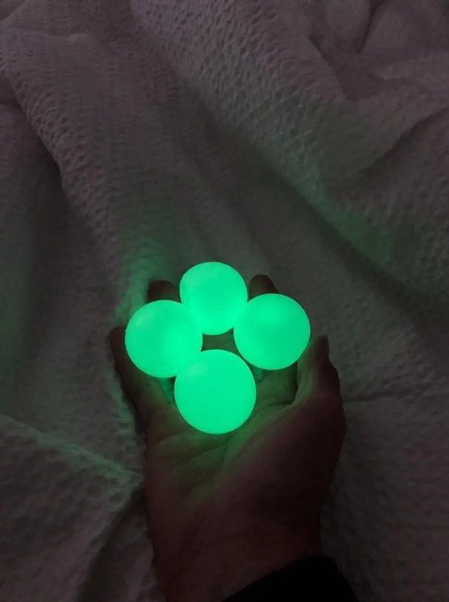 Johntoy Sticky Wall Balls Set - 6 Stuks Glow in the Dark Groen