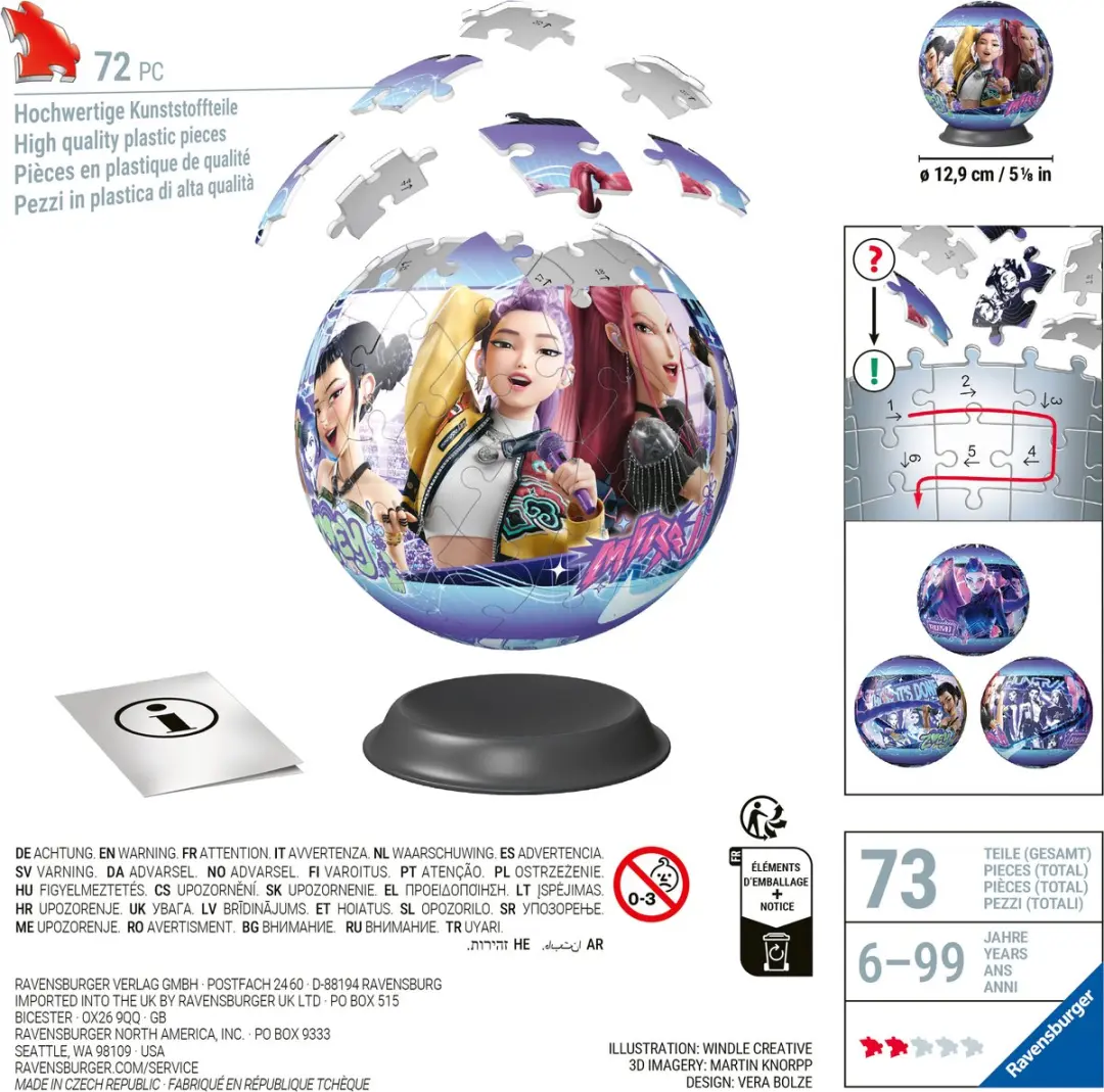Ravensburger 3D Puzzel Bal Kpop Demon Hunters 72 Stuks