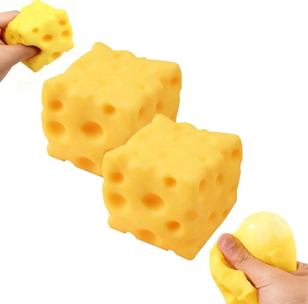 Johntoy Squishy Kaas Stressbal Geel - 2 Stuks