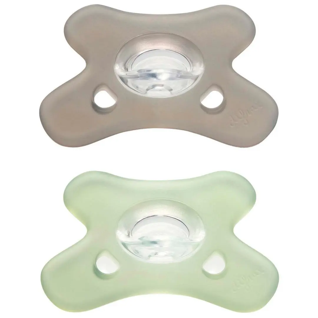 Difrax Fopspeen Natural Siliconen 6-12M - 2 Stuks - Oranje/Rozig