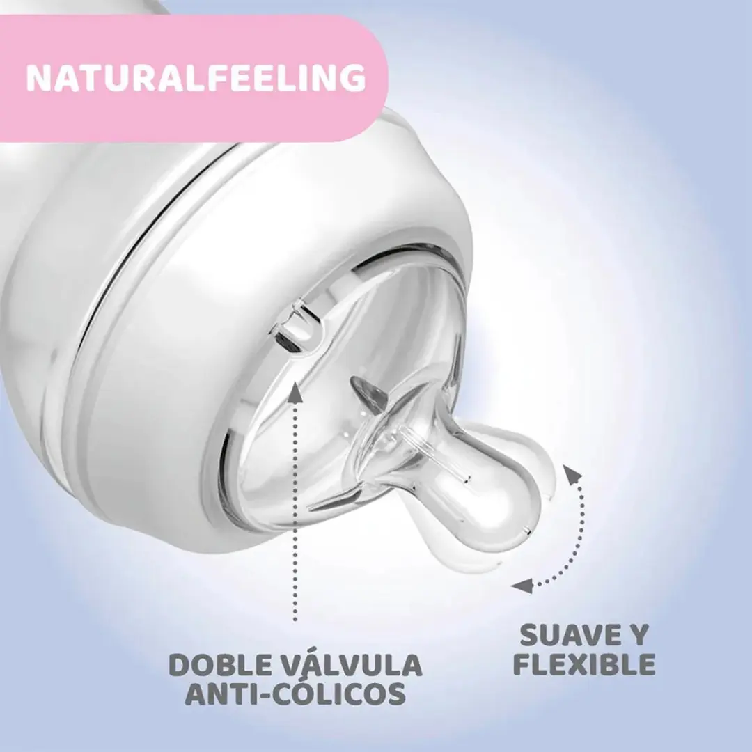 Chicco NaturalFeeling Zuigfles 330ml - 6M+ - Grijs - afbeelding 2 van 5