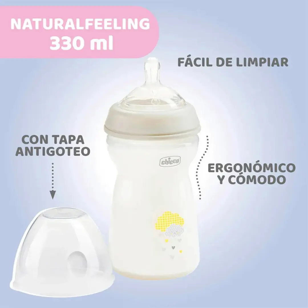 Chicco NaturalFeeling Zuigfles 330ml - 6M+ - Grijs - afbeelding 3 van 5