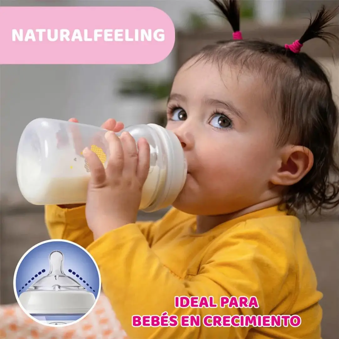 Chicco NaturalFeeling Zuigfles 330ml - 6M+ - Grijs - afbeelding 4 van 5