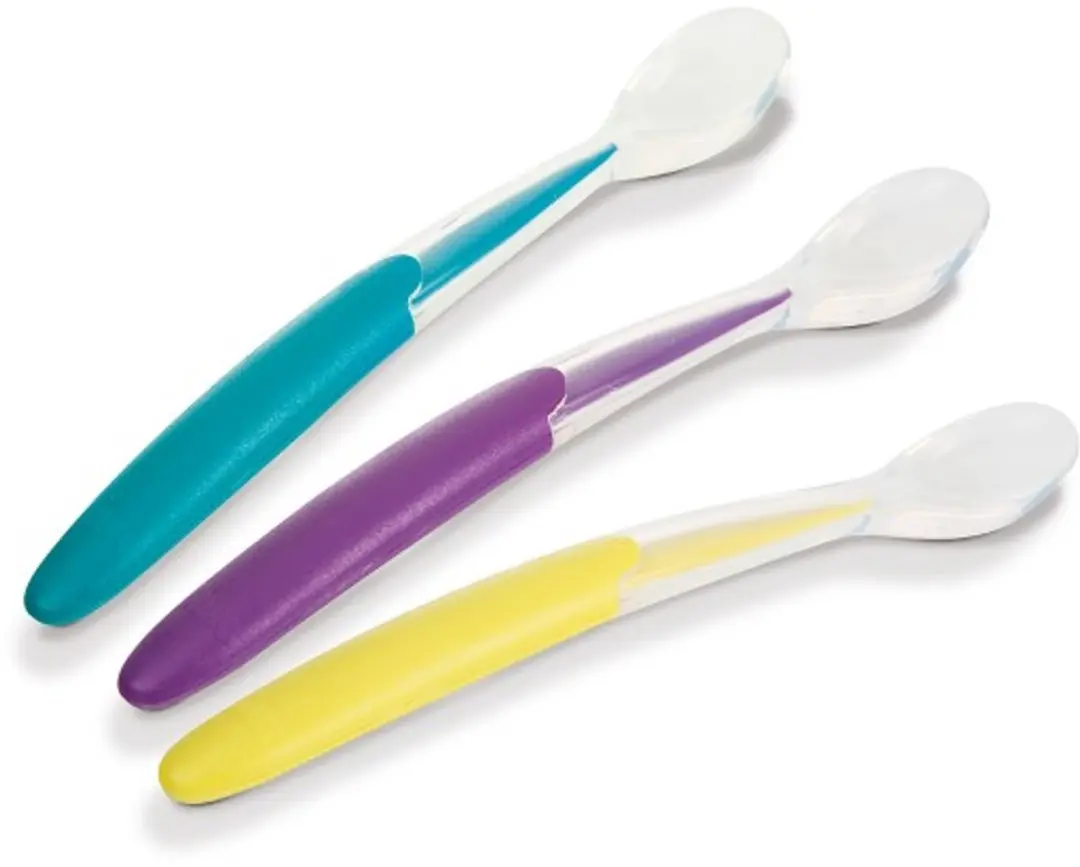 NUK Soft Siliconen Lepel - 3 Stuks - Paars/Blauw/ Groen