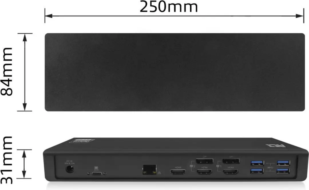 ACT AC7048 USB-C Docking Station 4K - 3 Monitoren - Zwart