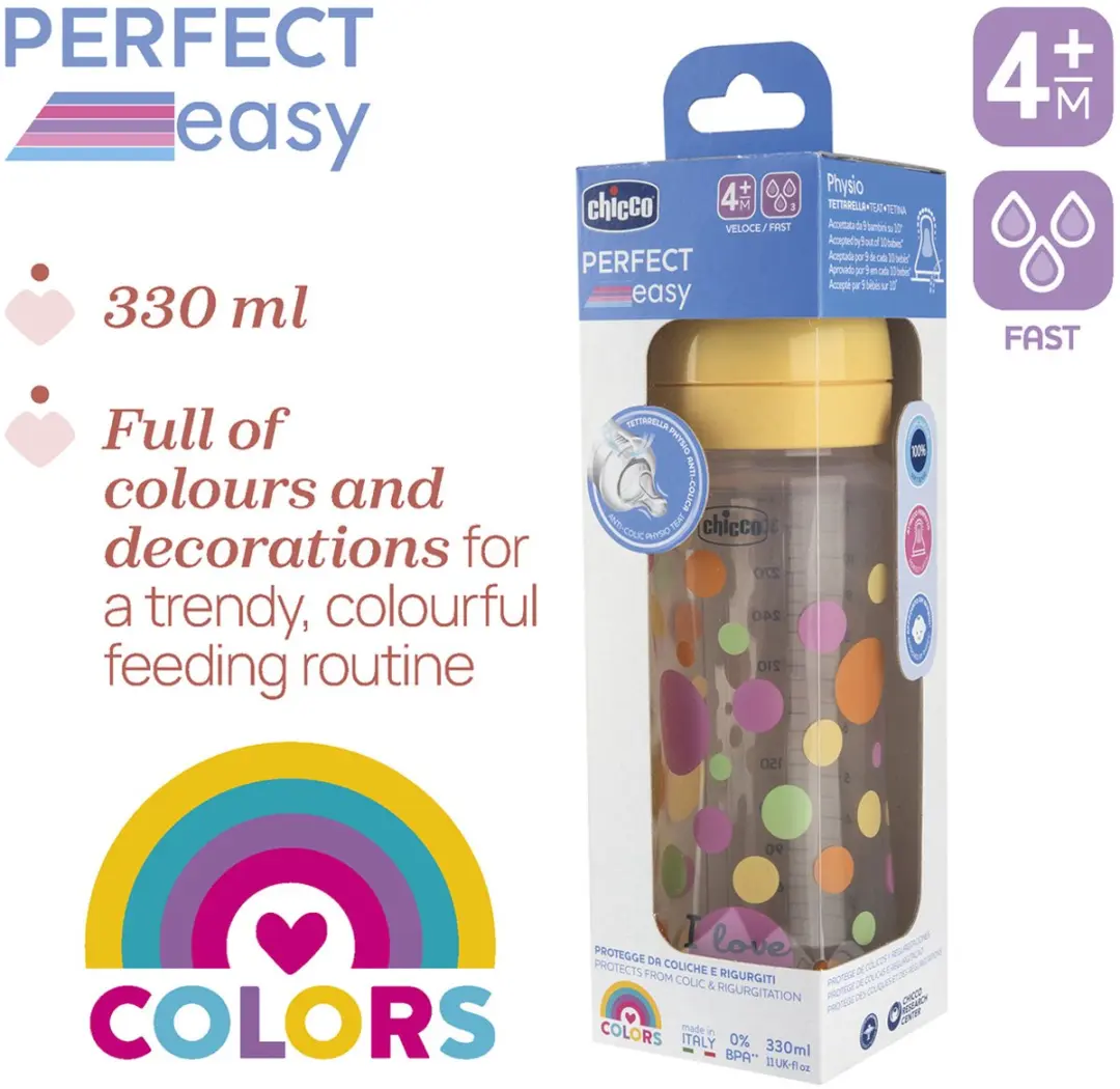 Chicco Perfect Easy Drinkfles 330ml - Oranje