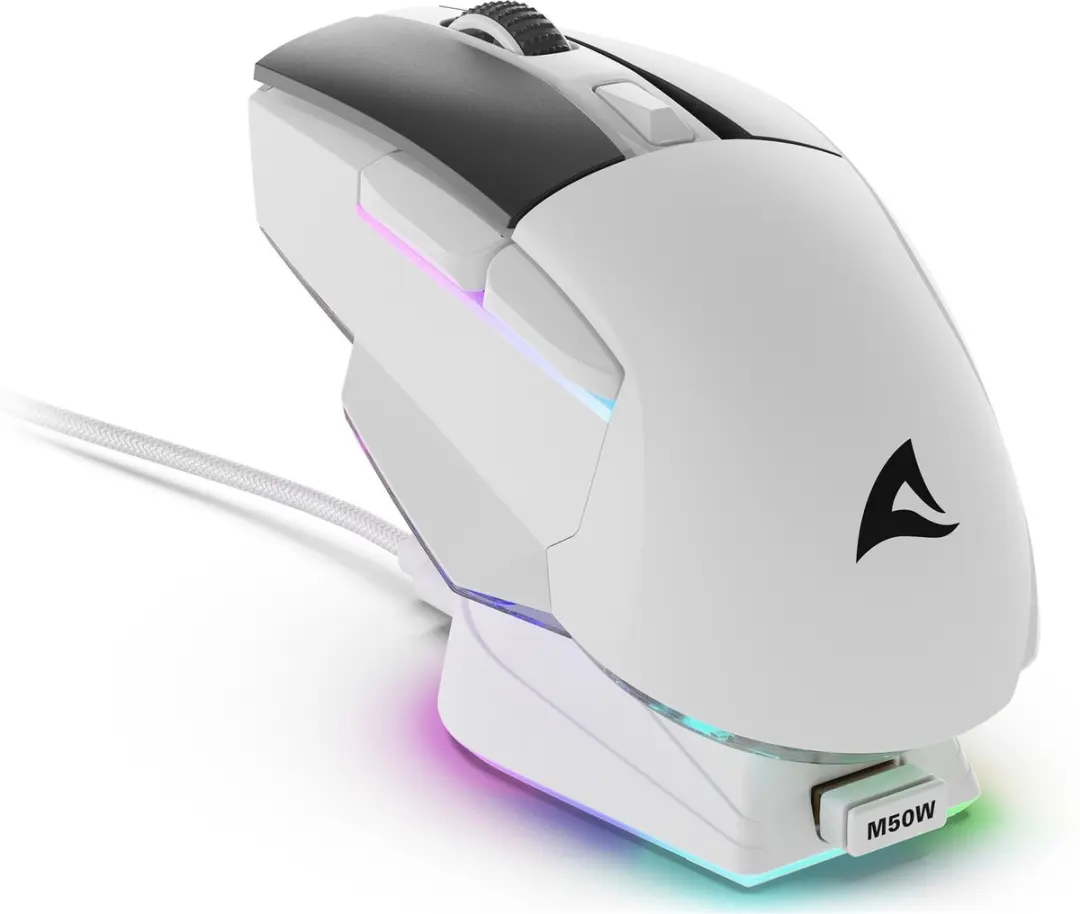 Sharkoon SGM50W Gamingmuis - Draadloos/bedraad 6400dpi - Wit