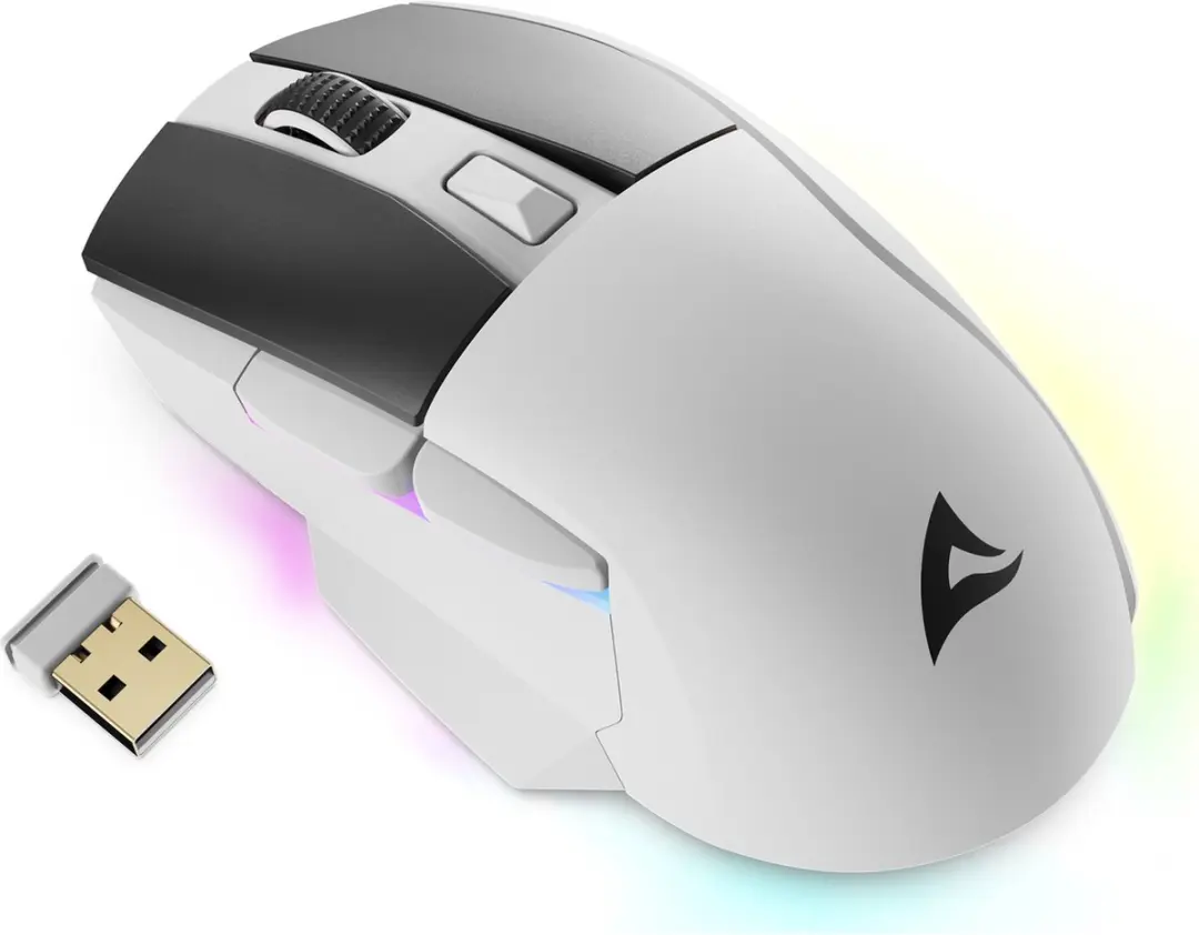 Sharkoon SGM50W Gamingmuis - Draadloos/bedraad 6400dpi - Wit - afbeelding 6 van 6