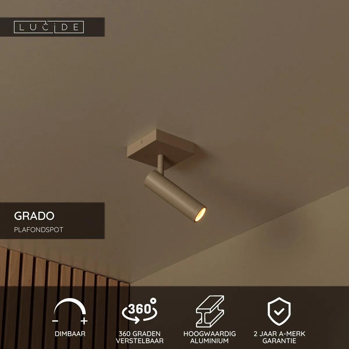 Lucide GRADO Plafondspot GU10 Taupe