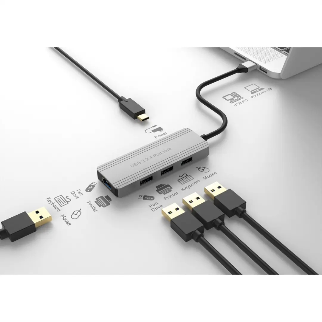 Value USB 3.2 Gen 1 Hub 4-voudig - Zilver