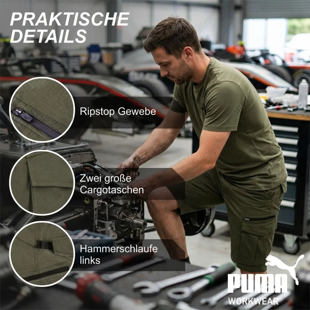 PUMA Workwear Cargoshorts - Light Olive W38