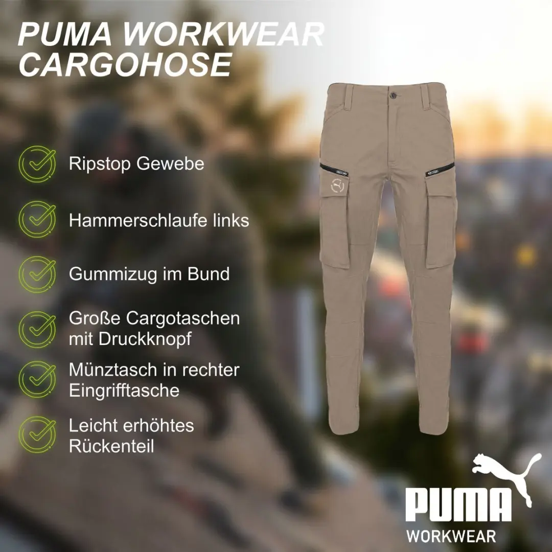 PUMA Workwear Cargobroek Desert Brown W36/L34 - Stretch & Ripstop