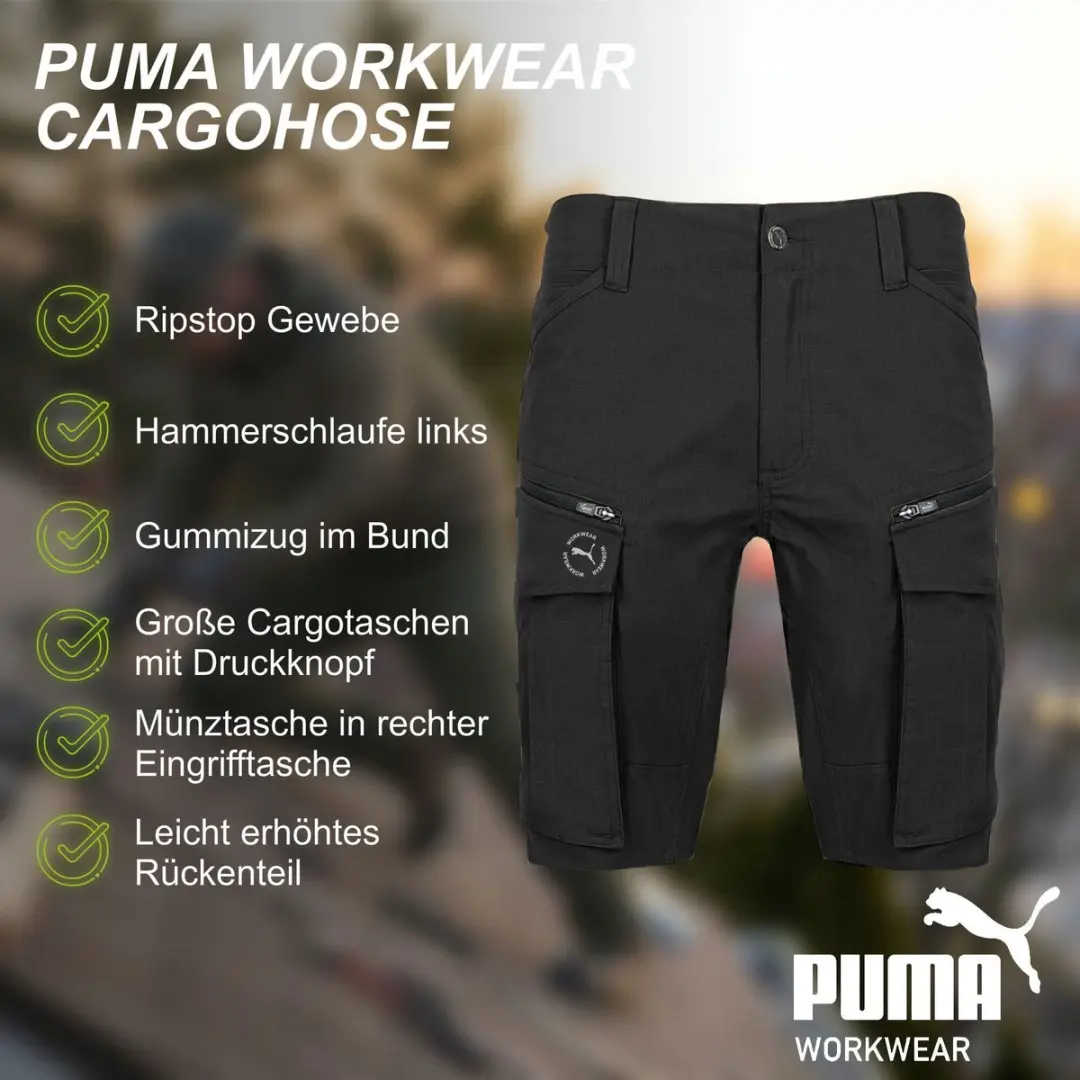 PUMA Workwear Cargoshorts - Zwart - W36