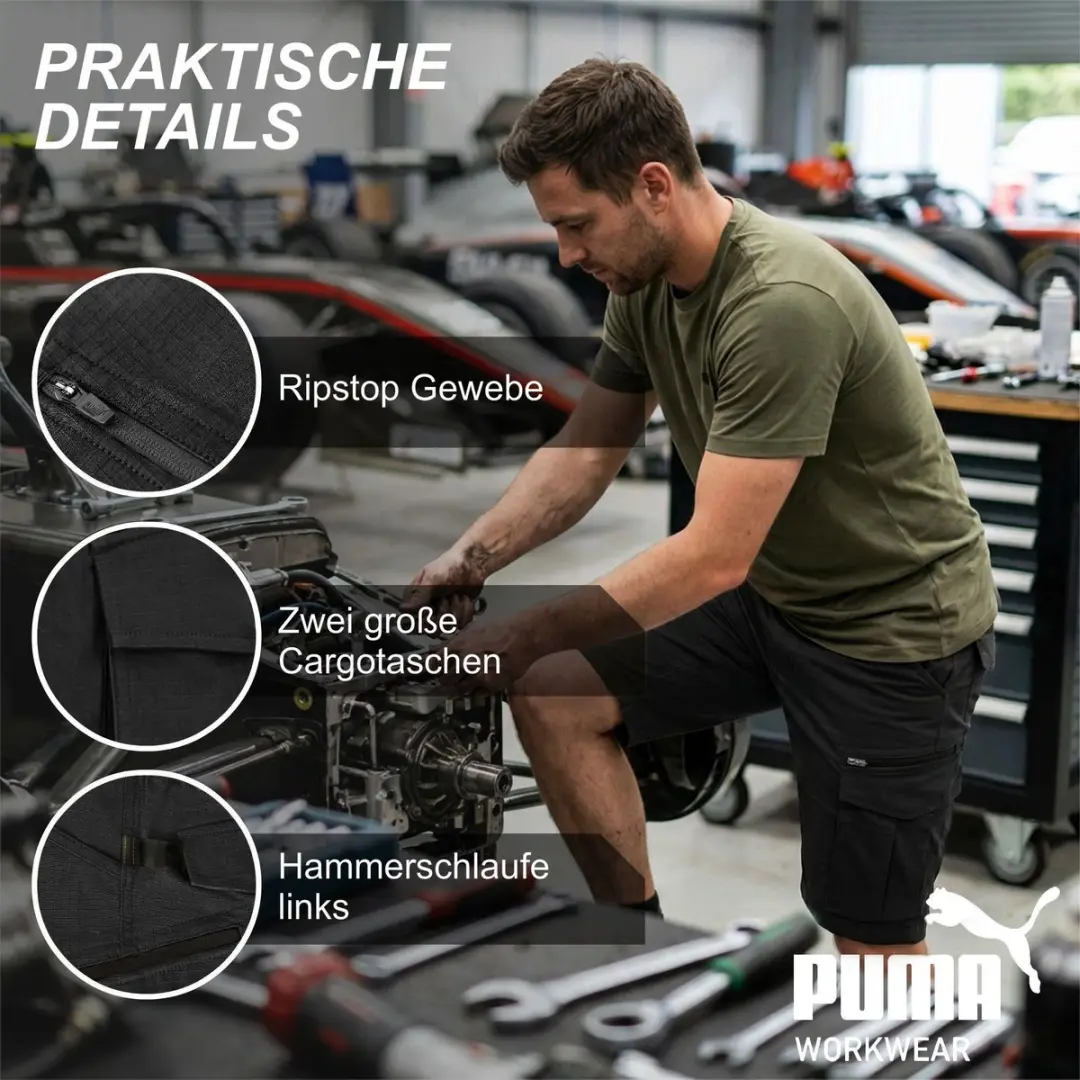 PUMA Workwear Cargoshorts Heren - Zwart - W34