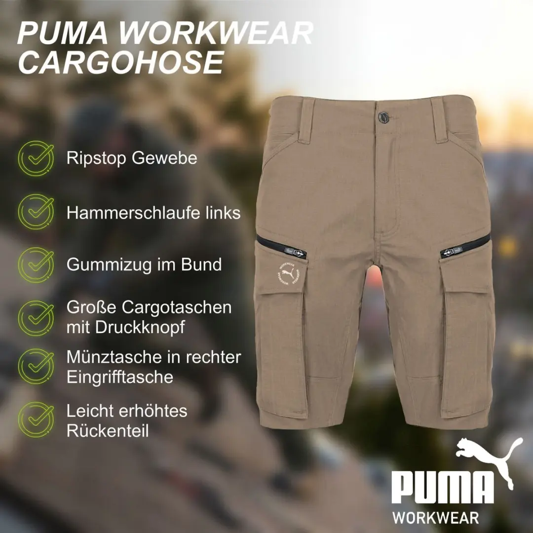 PUMA Workwear Cargoshorts Heren Desert Brown - W38