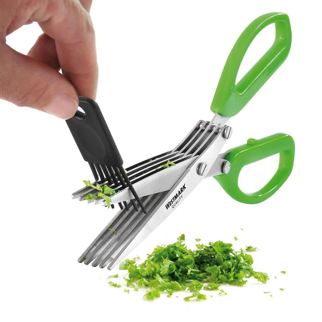 Westmark Kruidenschaar - 20cm - 5 Mesjes - RVS/Kunststof - Zilver/Groen