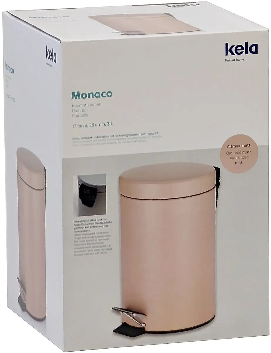 Kela Monaco Pedaal Afvalemmer 3L - Roze