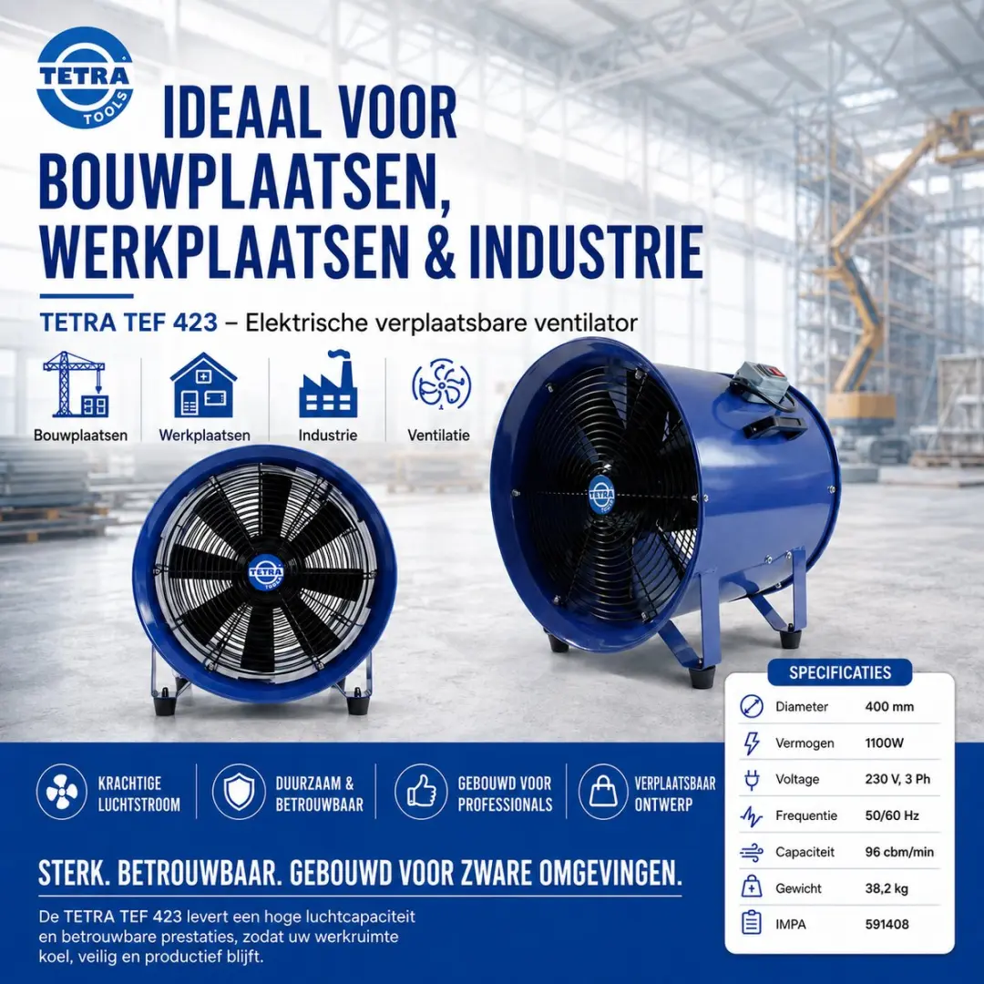 Tetra TEF 423 Bouwventilator 400mm 1100W - Blauw
