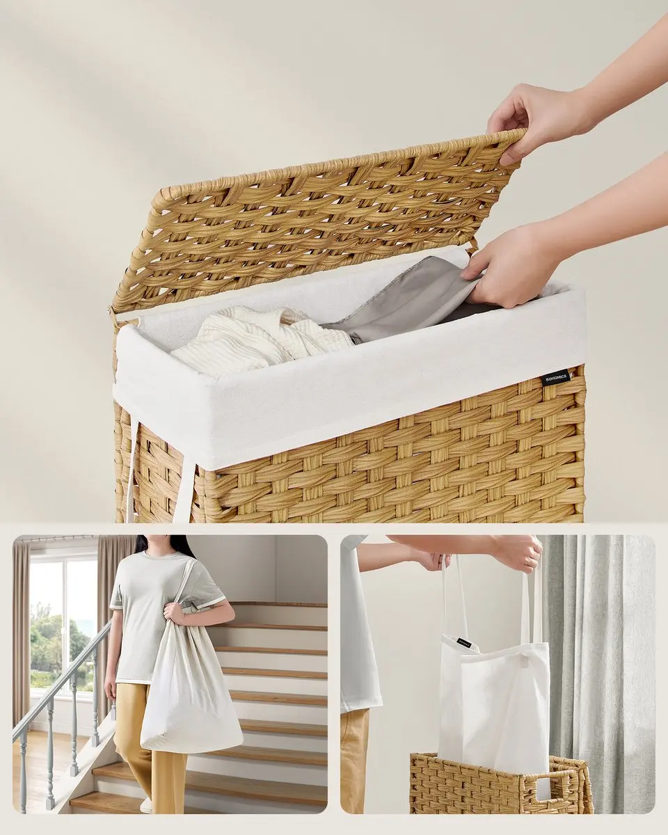 Songmics Wasmand LCB164N01 - 55L Opvouwbaar met Deksel