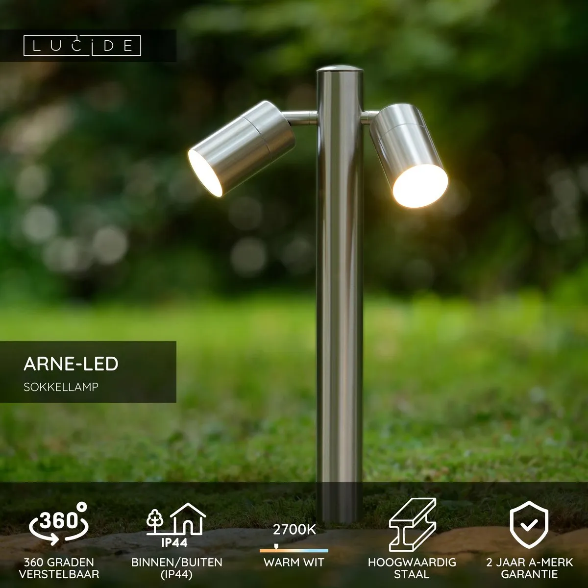 Lucide Arne LED Sokkellamp GU10 10W - Mat chroom