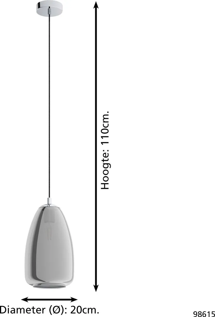 Eglo Alobrase Hanglamp - 4 Lichts Ø20cm - Chroom - afbeelding 6 van 6