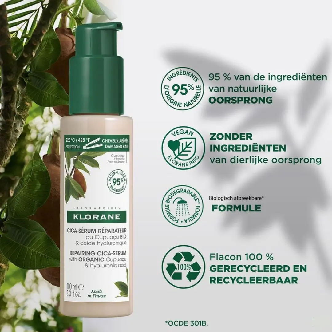 Klorane Repairing Cica-Serum 100ml - Cupuaçu & Hyaluronzuur