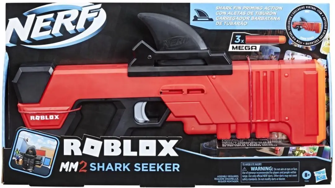 Nerf Roblox MM2 Shark Seeker Blaster - 3 Mega Darts