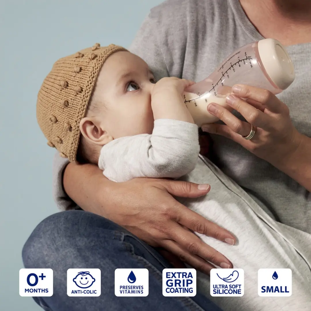 Difrax Babyfles Natural S-fles 250ml - Anti-Colic - Lichtroze - 2 Stuks - afbeelding 6 van 6