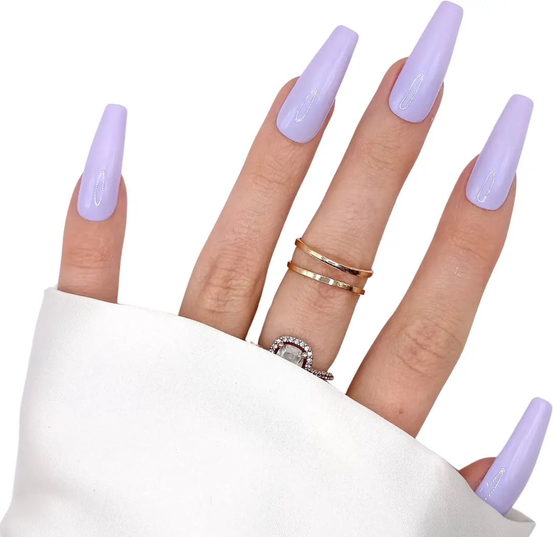 SD Press on Nails B-118 Plaknagels - 20 Stuks - Lila - XL Coffin Tips