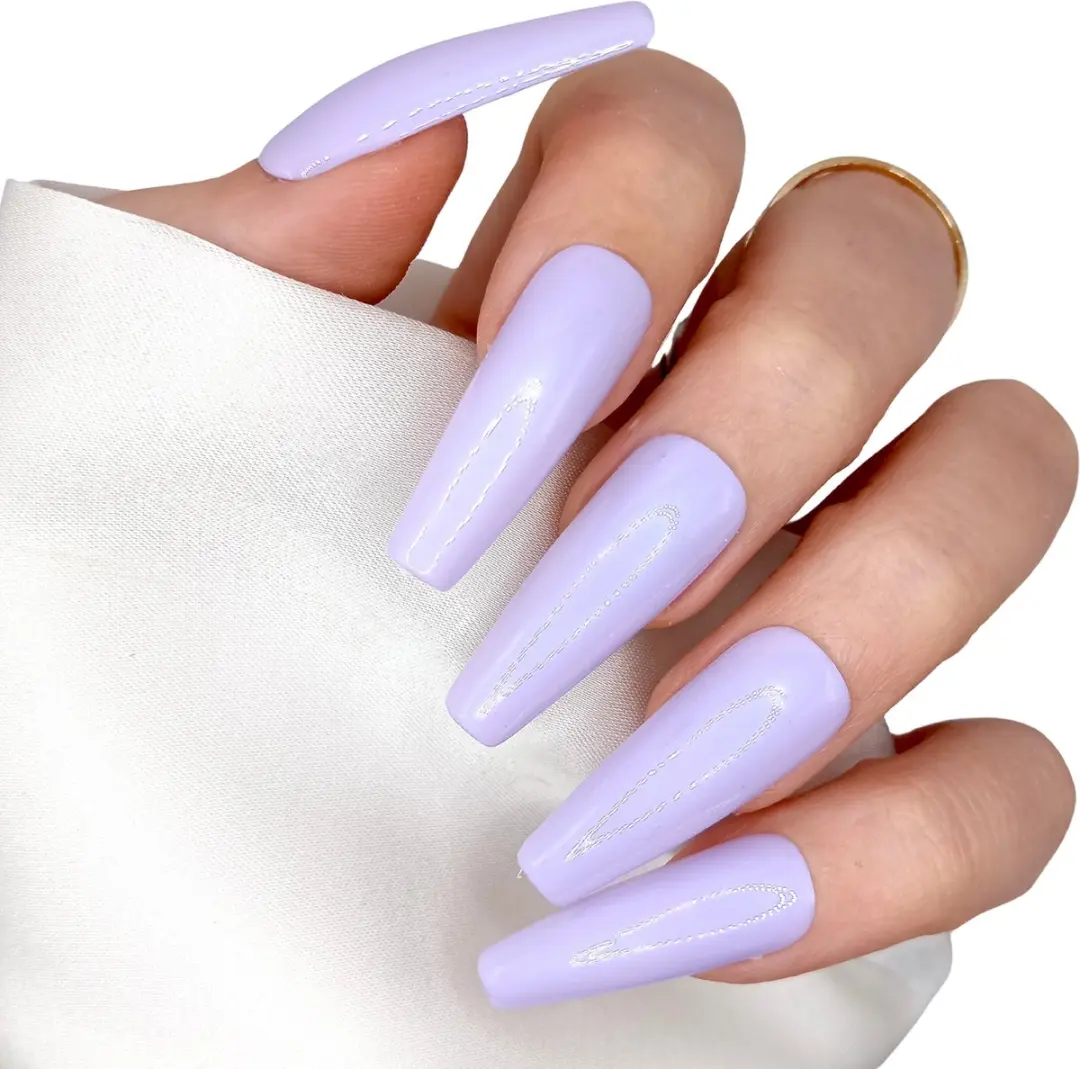 SD Press on Nails B-118 Plaknagels - 20 Stuks - Lila - XL Coffin Tips