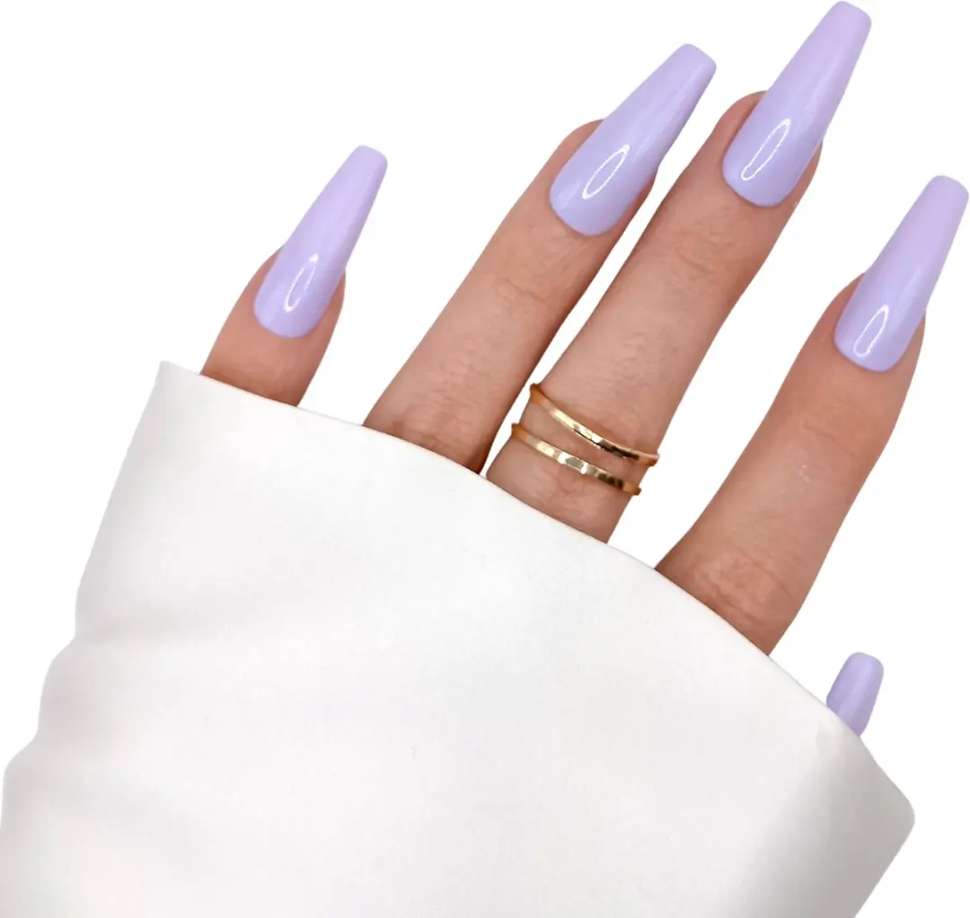 SD Press on Nails B-118 Plaknagels - 20 Stuks - Lila - XL Coffin Tips