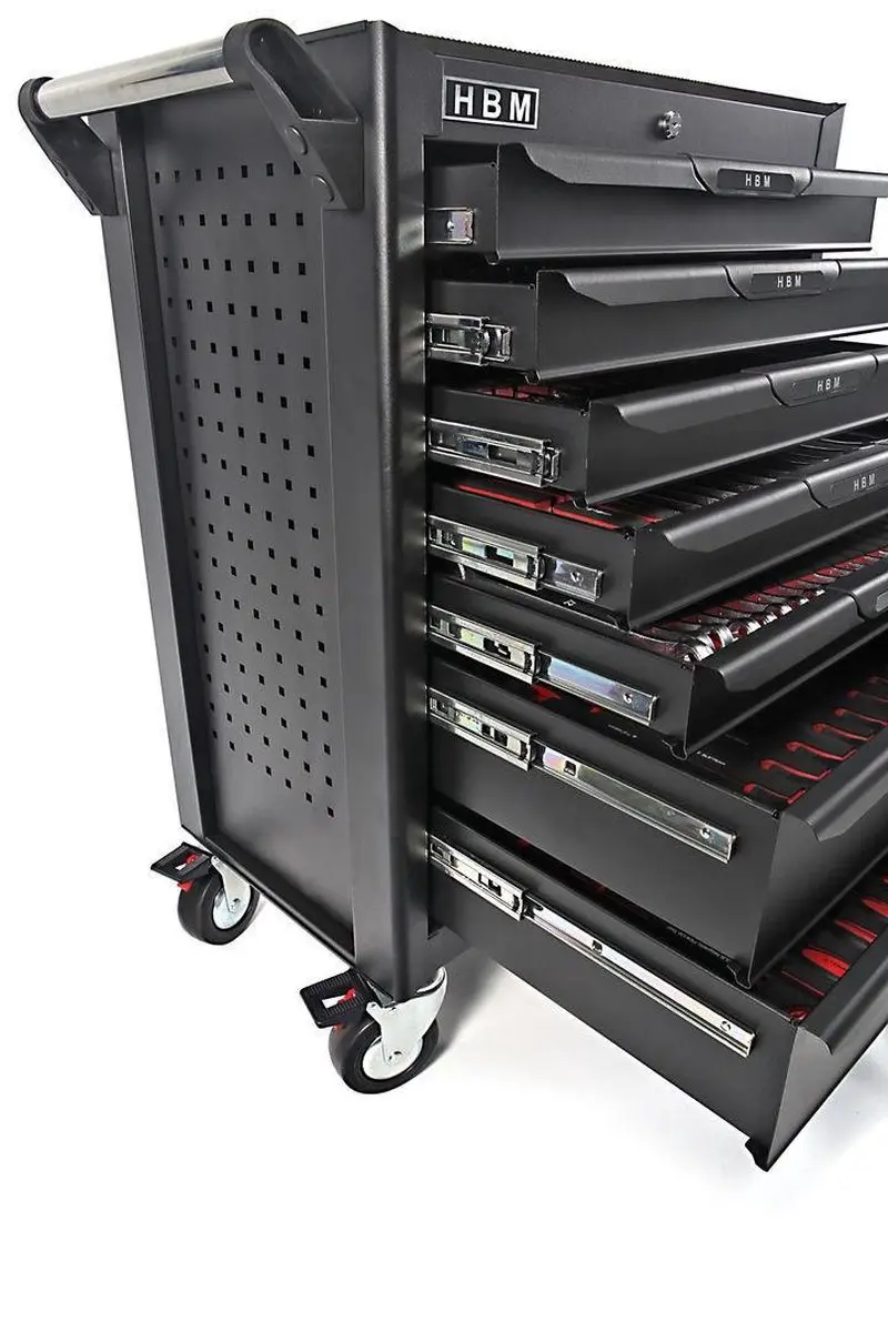 HBM Deluxe Gereedschapswagen 283-delig - 7 Lades - Zwart