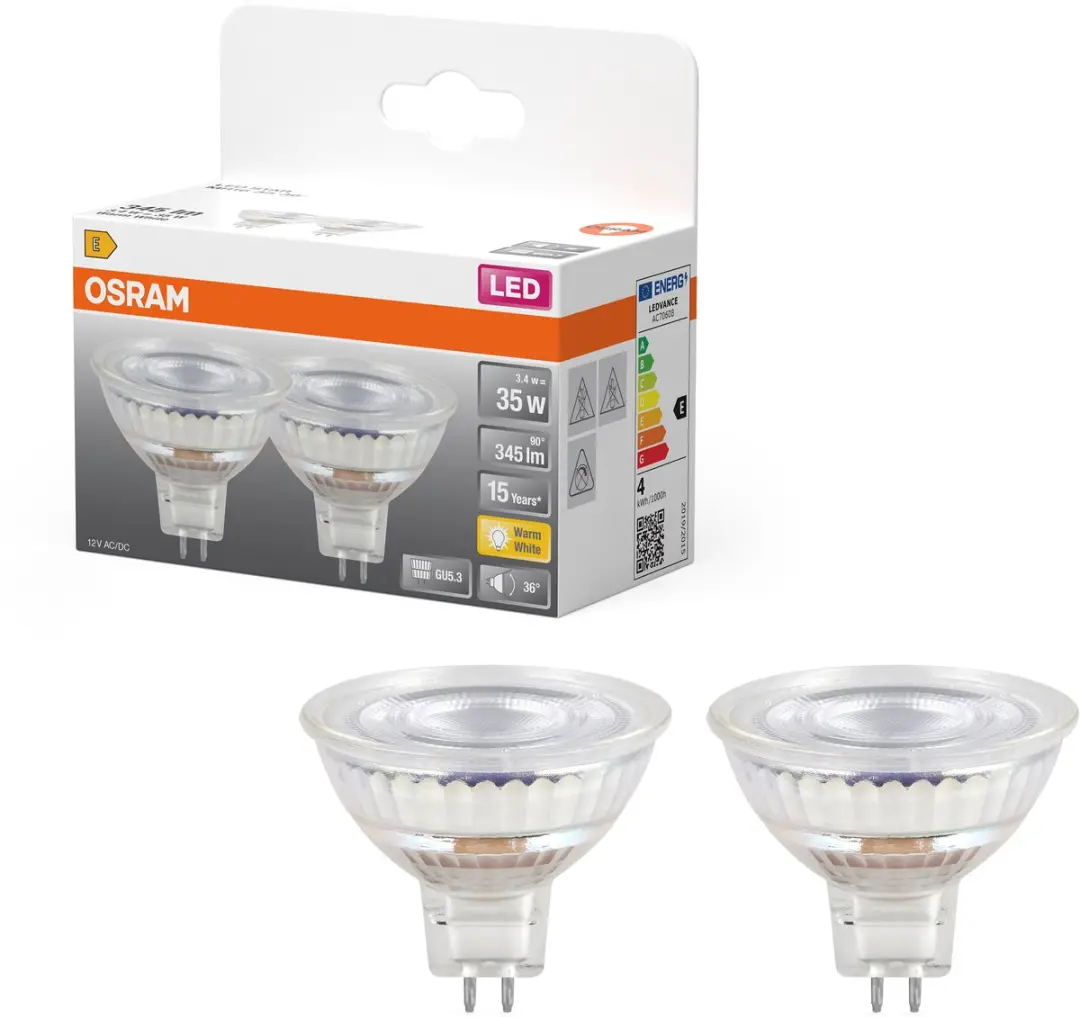 Osram LED Spot Star MR16 3.4W 2700K - 36° - 345lm - 2 Stuks