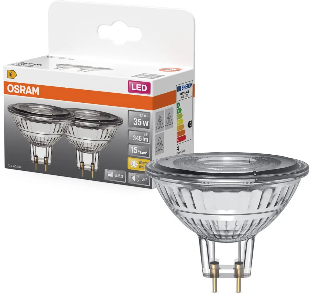 Osram LED Spot Star MR16 3.4W 2700K - 36° - 345lm - 2 Stuks