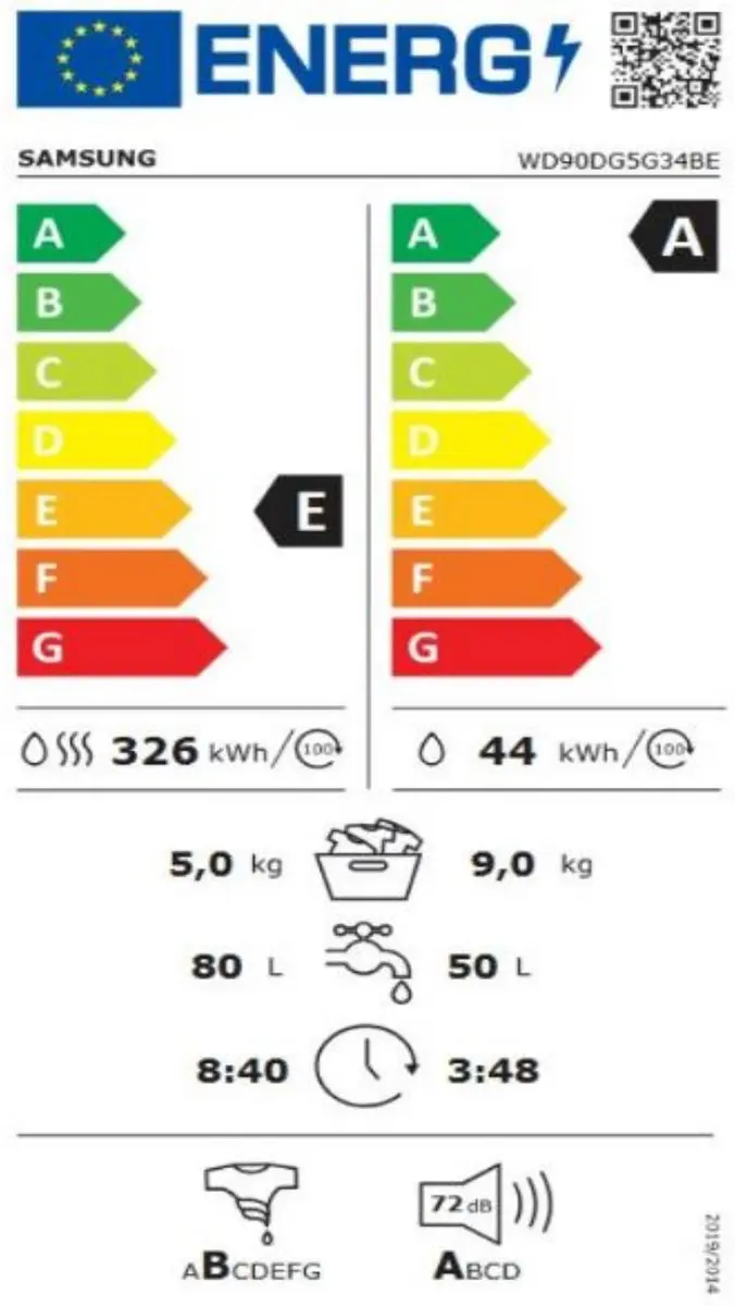 Samsung WD90DG5G34BELE Wasdroogcombinatie 9/5kg - Wit