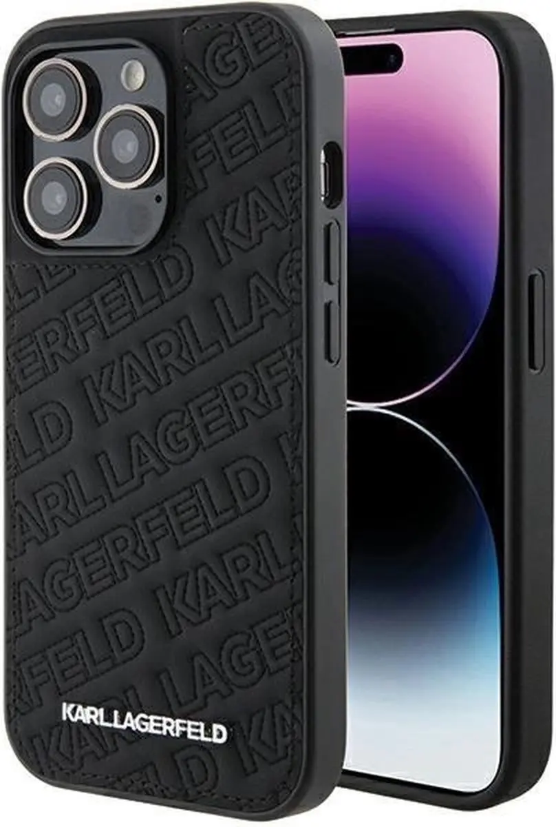 Karl Lagerfeld Quilted Pattern Hoes iPhone 15 Pro Max - Zwart