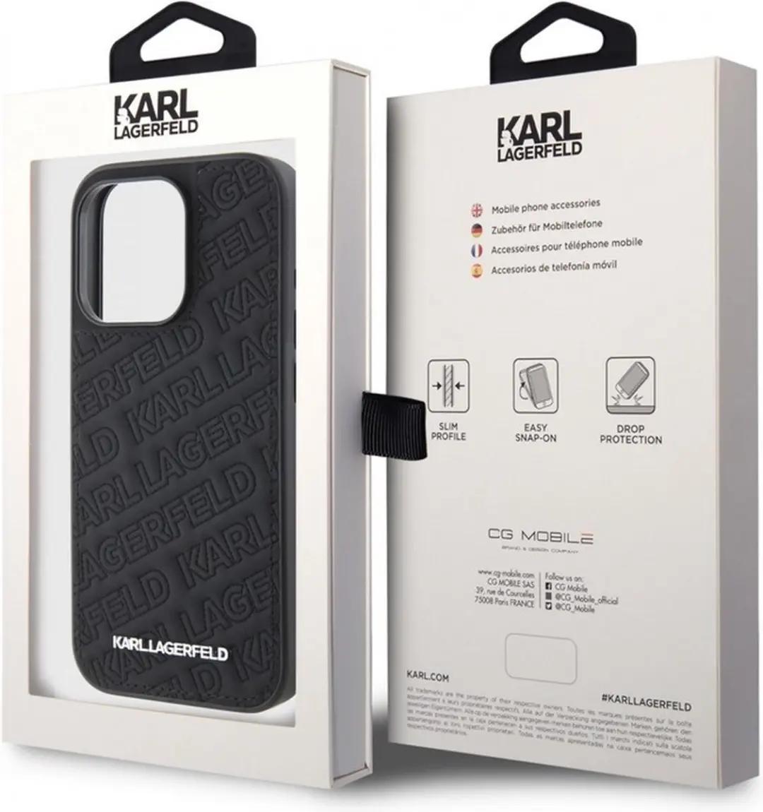 Karl Lagerfeld Quilted Pattern Hoes iPhone 15 Pro Max - Zwart