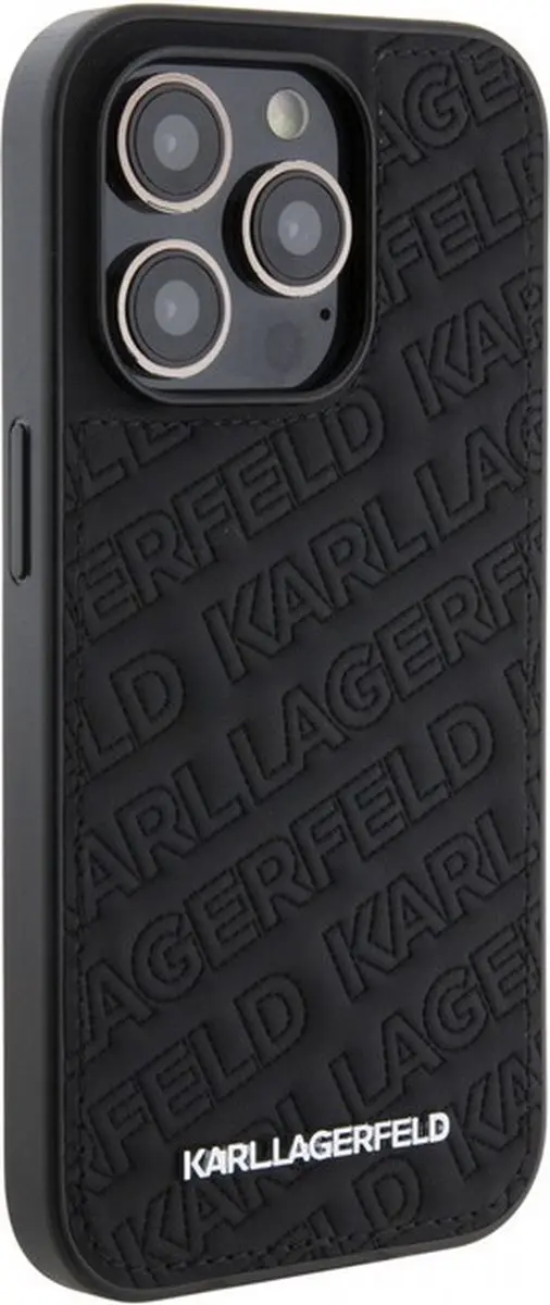 Karl Lagerfeld Quilted Pattern Hoes iPhone 15 Pro Max - Zwart
