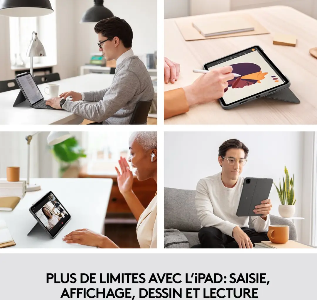 Logitech Combo Touch iPad Pro 11 - Toetsenbord - Grijs