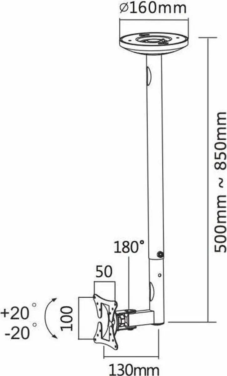 Neomounts FPMA-C050BLACK TV Plafondbeugel - 30" - Zwart - afbeelding 6 van 6